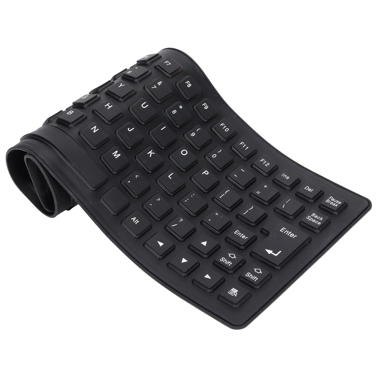 Black Silicone Keyboard Fully Sealed Design Lightweight Portable Silent Soft