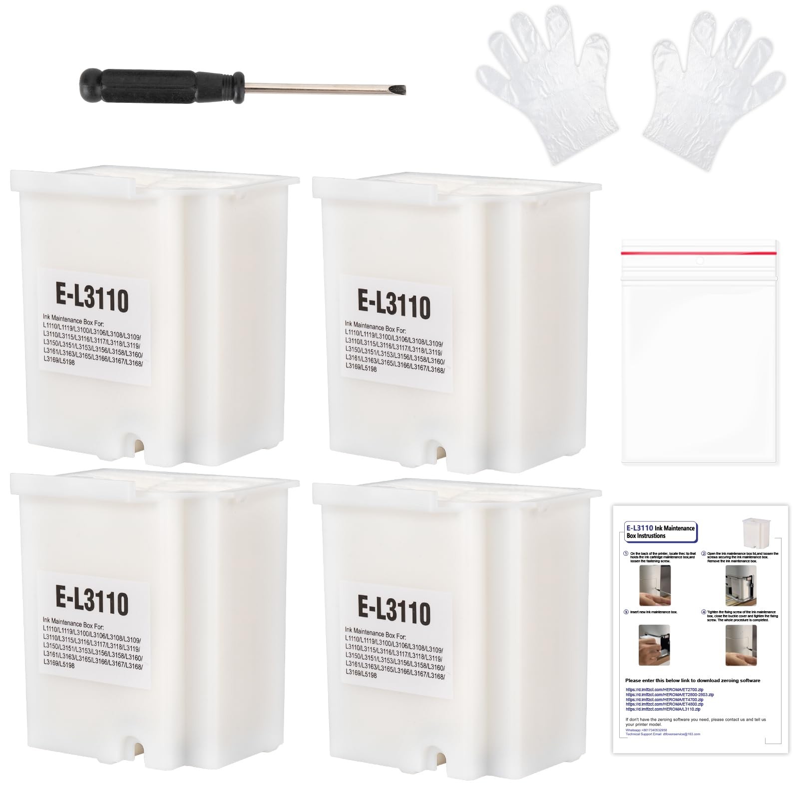 4pcs Waste Ink Pad with EPSON Ecotank ET-2800 ET-2803 ET-4800 ET-2400 ET-2720...