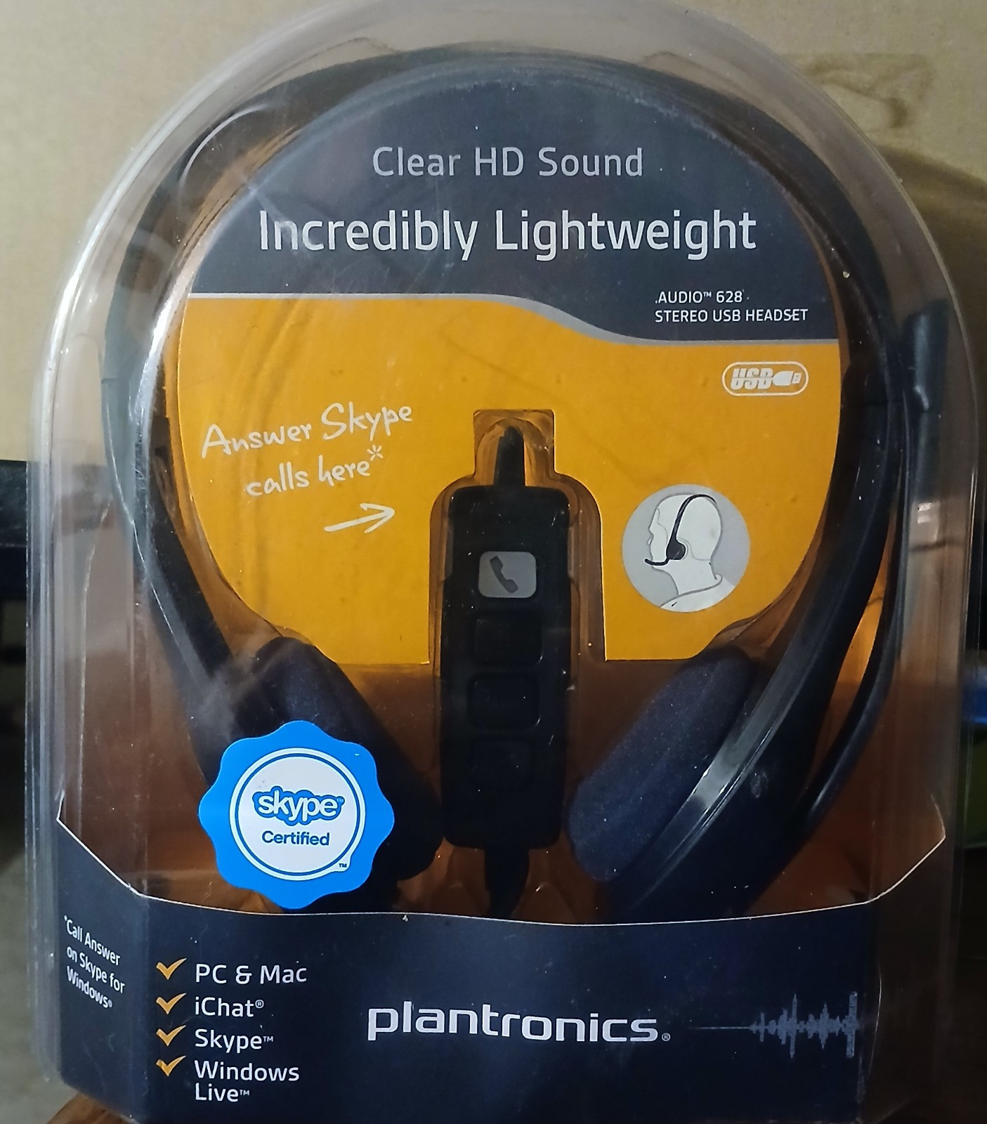 Plantronics Audio 628 Stereo USB Headset Lightweight Headband Voice / Gaming
