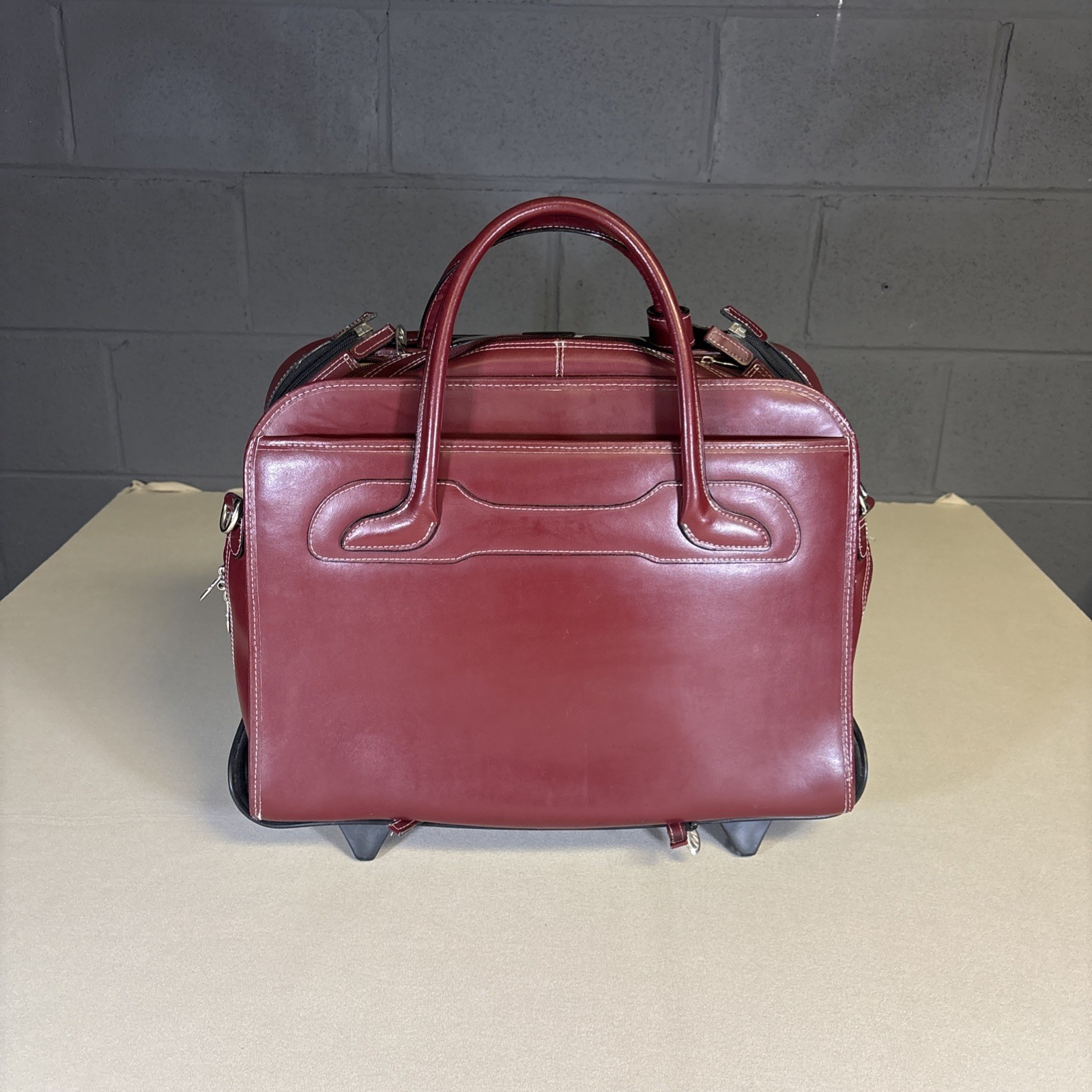McKlein Willowbrook 17" Leather Detachable-Wheeled Rolling Laptop Case