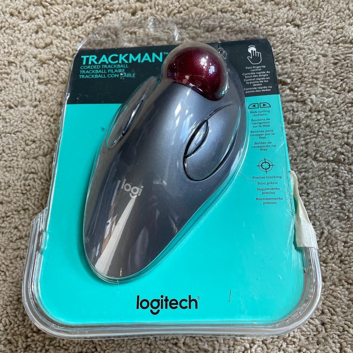 Logitech TRACKMAN Marble Corded Trackball Mouse T-BC21 Wired 910-000806