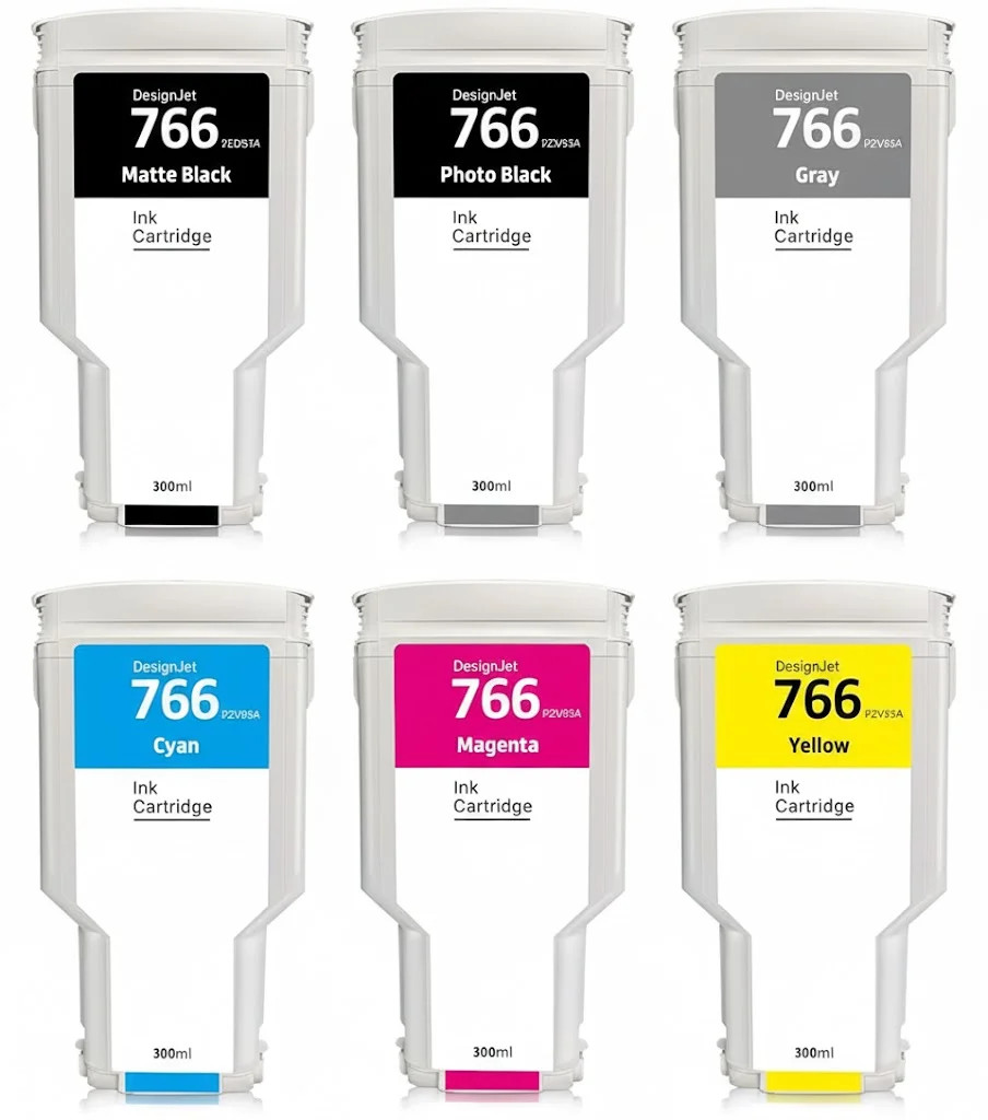 6*300ML 766F Compatible Ink Cartridge For HP DesignJet XL 3600 3600dr Printer