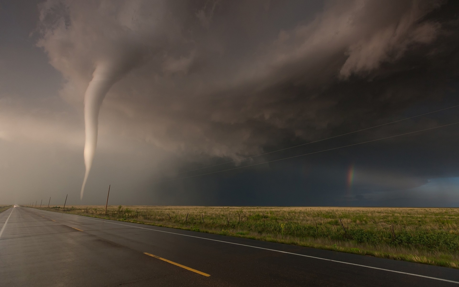Landscape nature tornado new mexico rainbows field road Custom Gaming Mat Desk