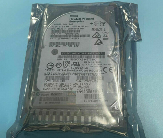 HP 781516-B21 781514-001 781577-001 600GB 12G SAS 10K 2.5 in SC ENT Hard Drive