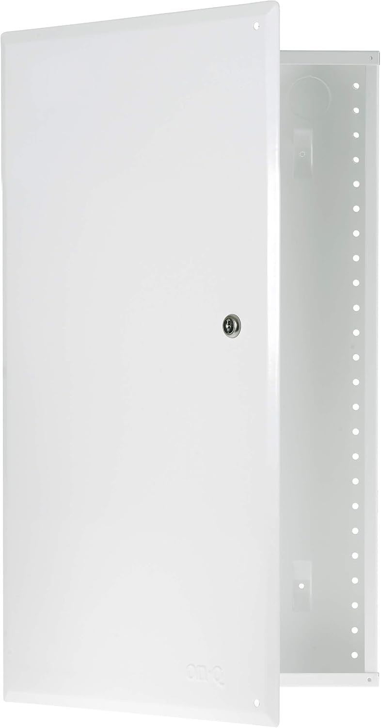 On-Q 20" Structured Media Enclosure with Hinged Cover Lock, Glossy White
