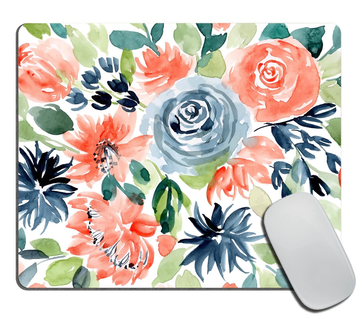 Pink Blue pad Design with Floral Mousepad Non-Slip Gaming Pad Rectangle Pads ...