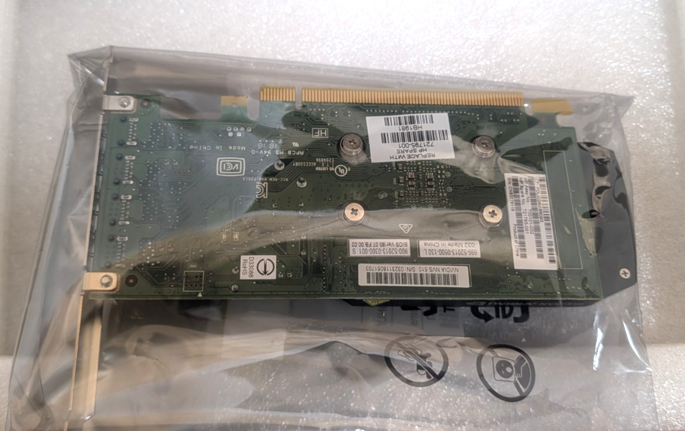 NVIDIA HP NVS 510 2GB PCI-e  Mini Display Port Video Graphics Card New