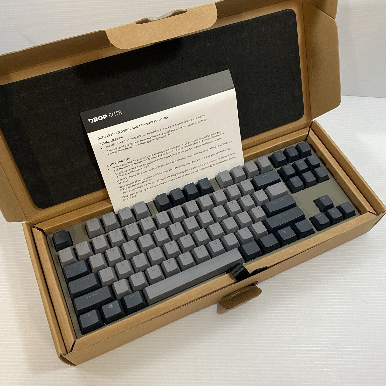 DROP ENTR Mechanical Keyboard TKL Anodised Aluminium Green/Grey Yellow Switches
