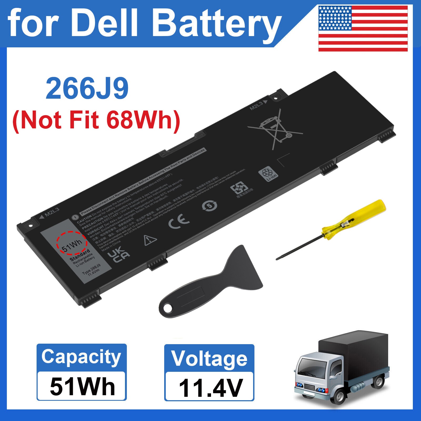 Battery 266J9 for Dell G3 15 3500 3590 G5 5500 5505 C9VNH 0415CG 0PN1VN 51Wh NEW