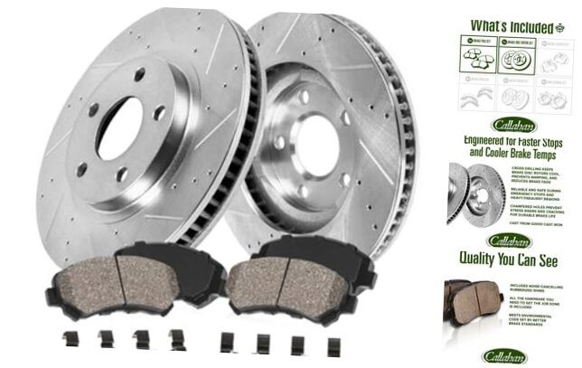 Front Brake Kit For 2004 2005 Kia Sedona Drilled and Slotted Brake Rotors and