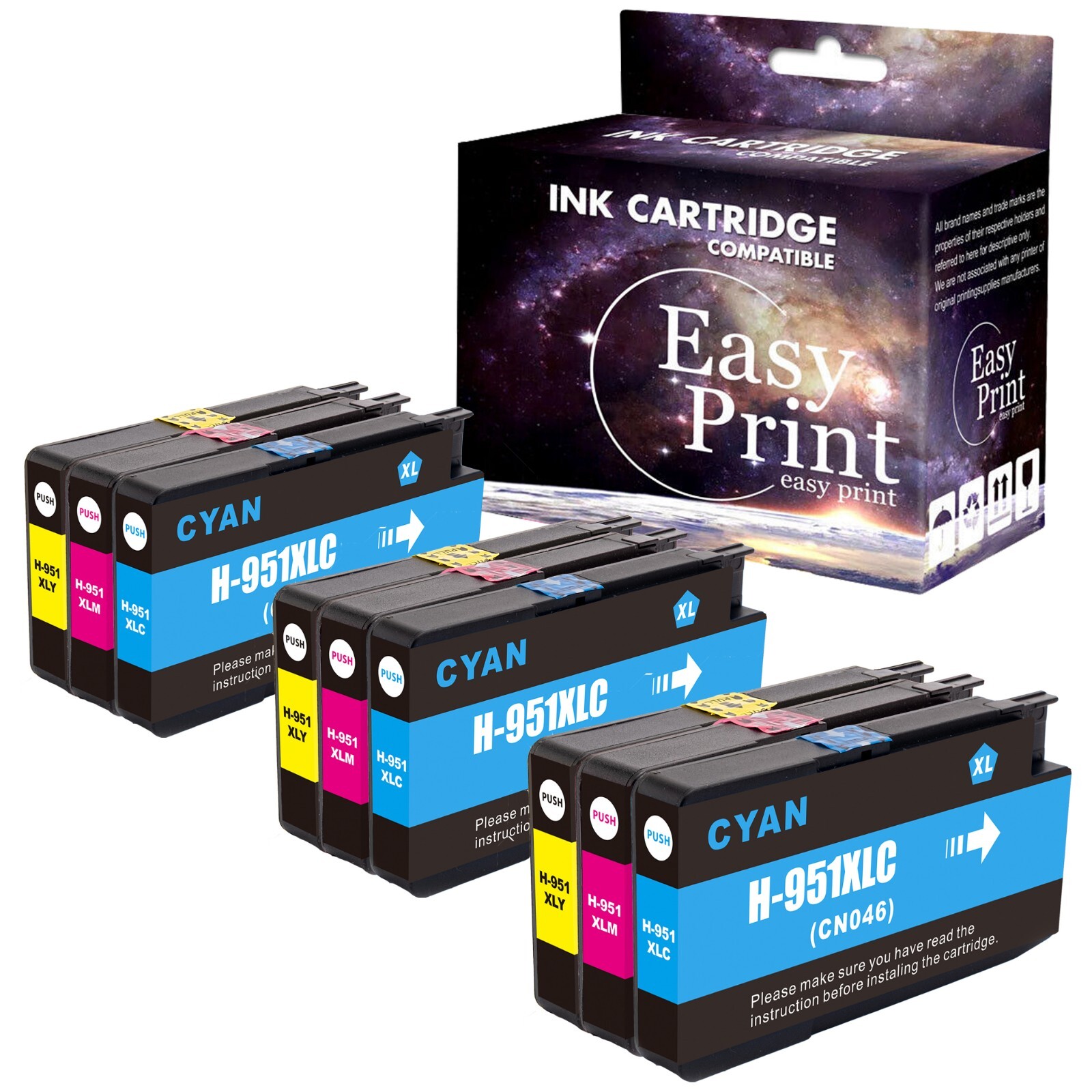 9-Pack 950XL 951 XL Ink Cartridge for OfficeJet Pro 8100 8616 Laser Printer