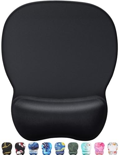 Sleek Ergonomic Mouse Pad with Gel Wrist Rest - Ideal for Gaming & Office, Black