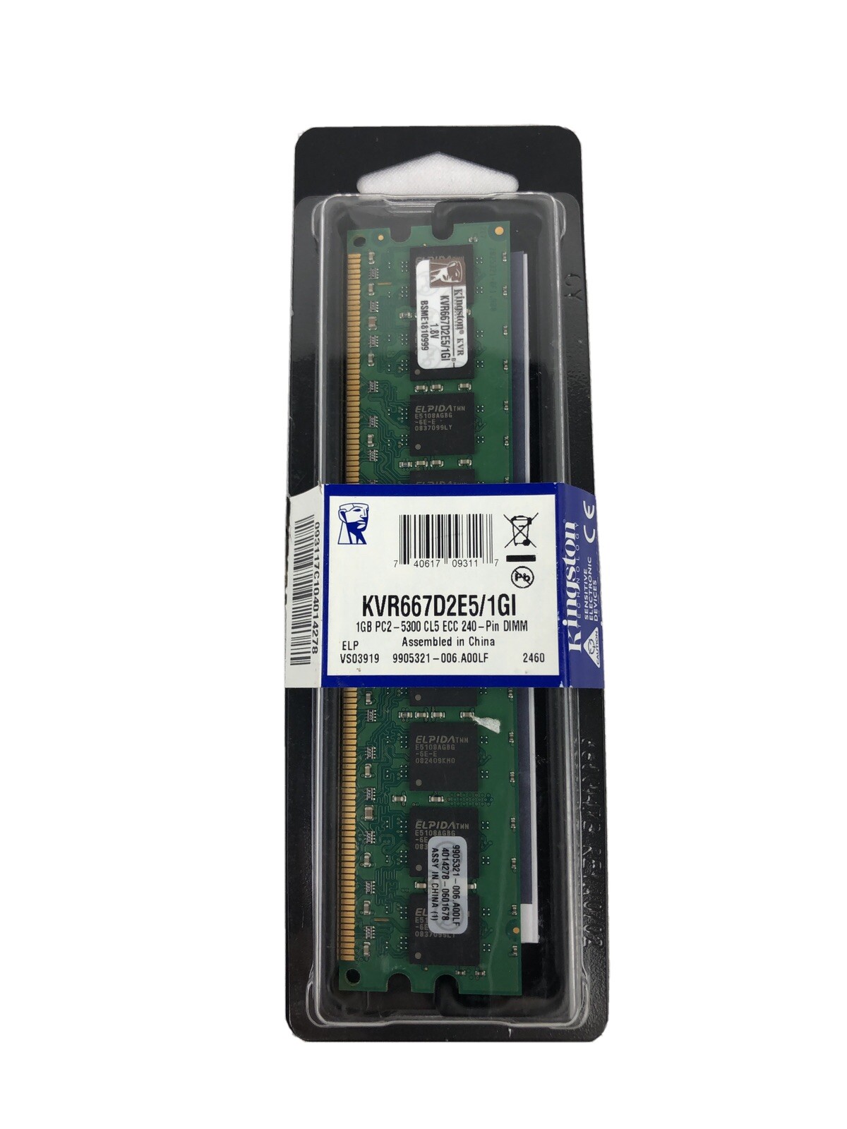 KVR667D2E5/1G KINGSTON 1GB PC2-5300 DDR2-667MHZ  CL5 240-PIN DIMM