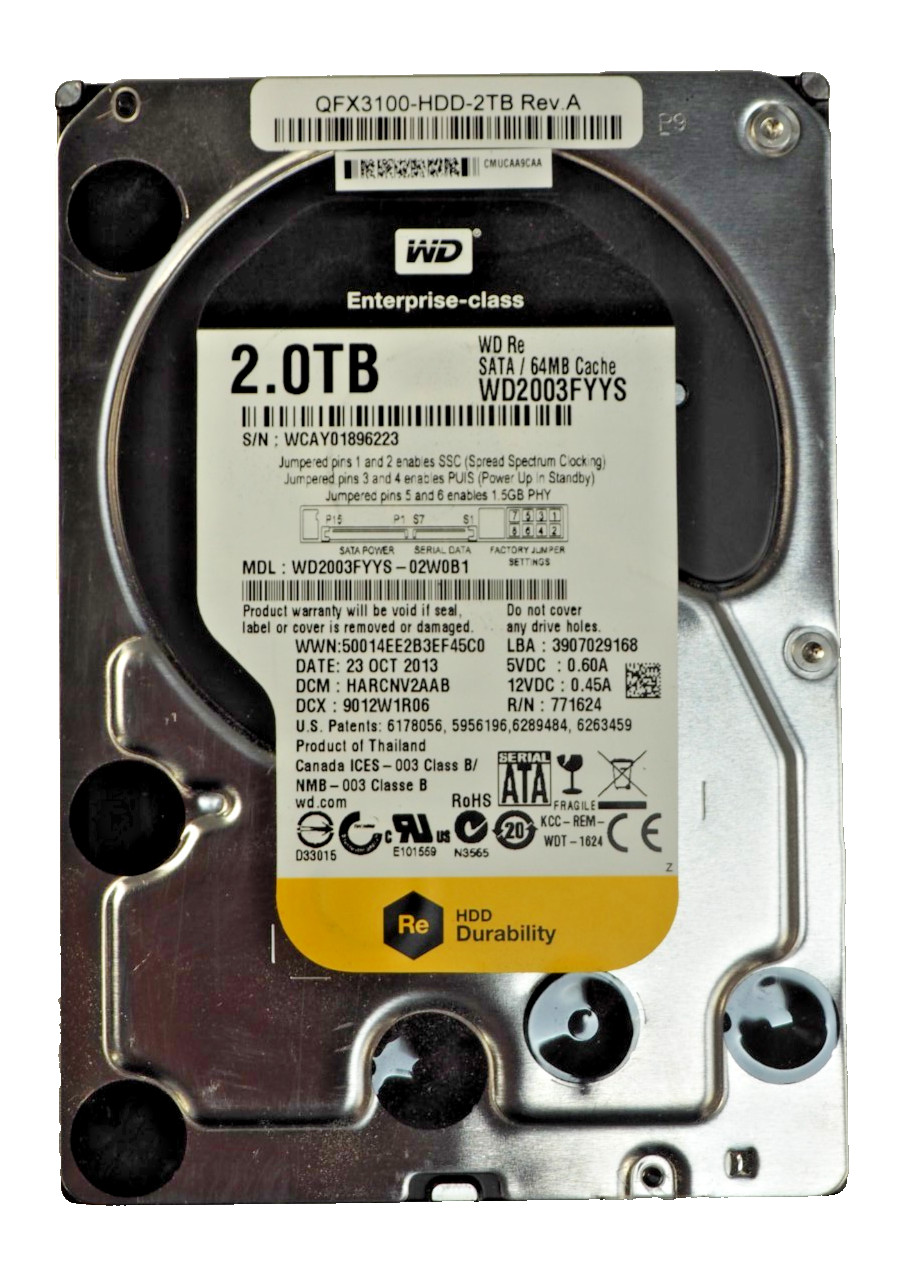 Western Digital WD RE4 WD2003FYYS 3.5" 2TB 64MB SATA HDD QFX3100-HDD-2TB