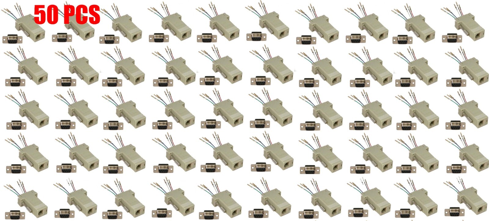 50 Pcs DB9 Female RS232 to RJ11 RJ12 6P6C Telephone Phone Line Modular Adapter