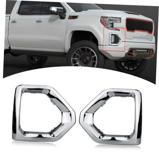 1 Pair Front Fog Light Bezel Cover Exterior Trim Replacement Compatible Chrome
