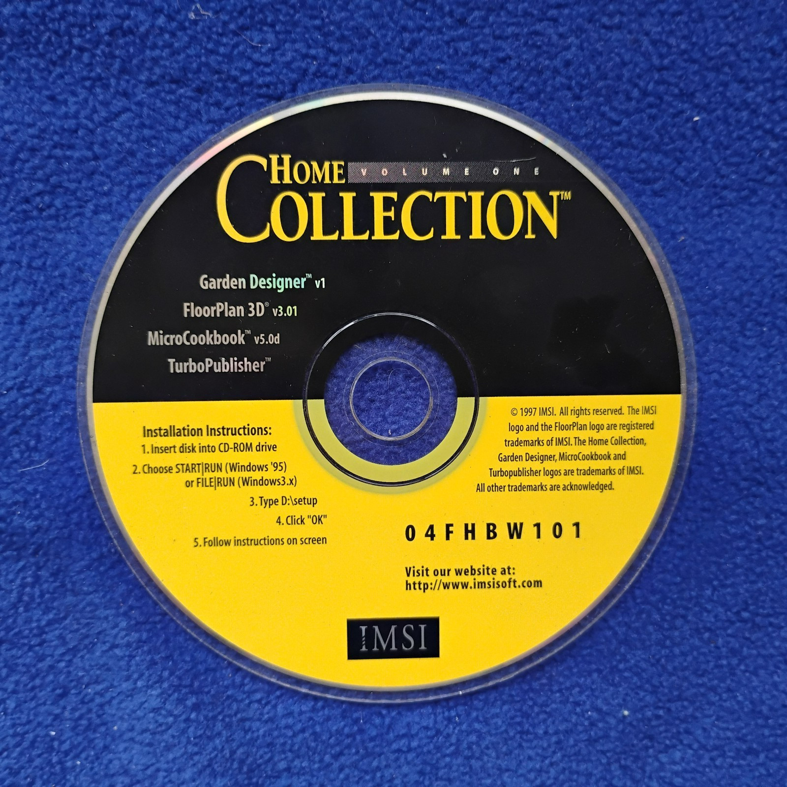 Home collection PC Software Vol.1 (CD-Rom, 1997, IMSI) Floor Plan 3d, Disc Only