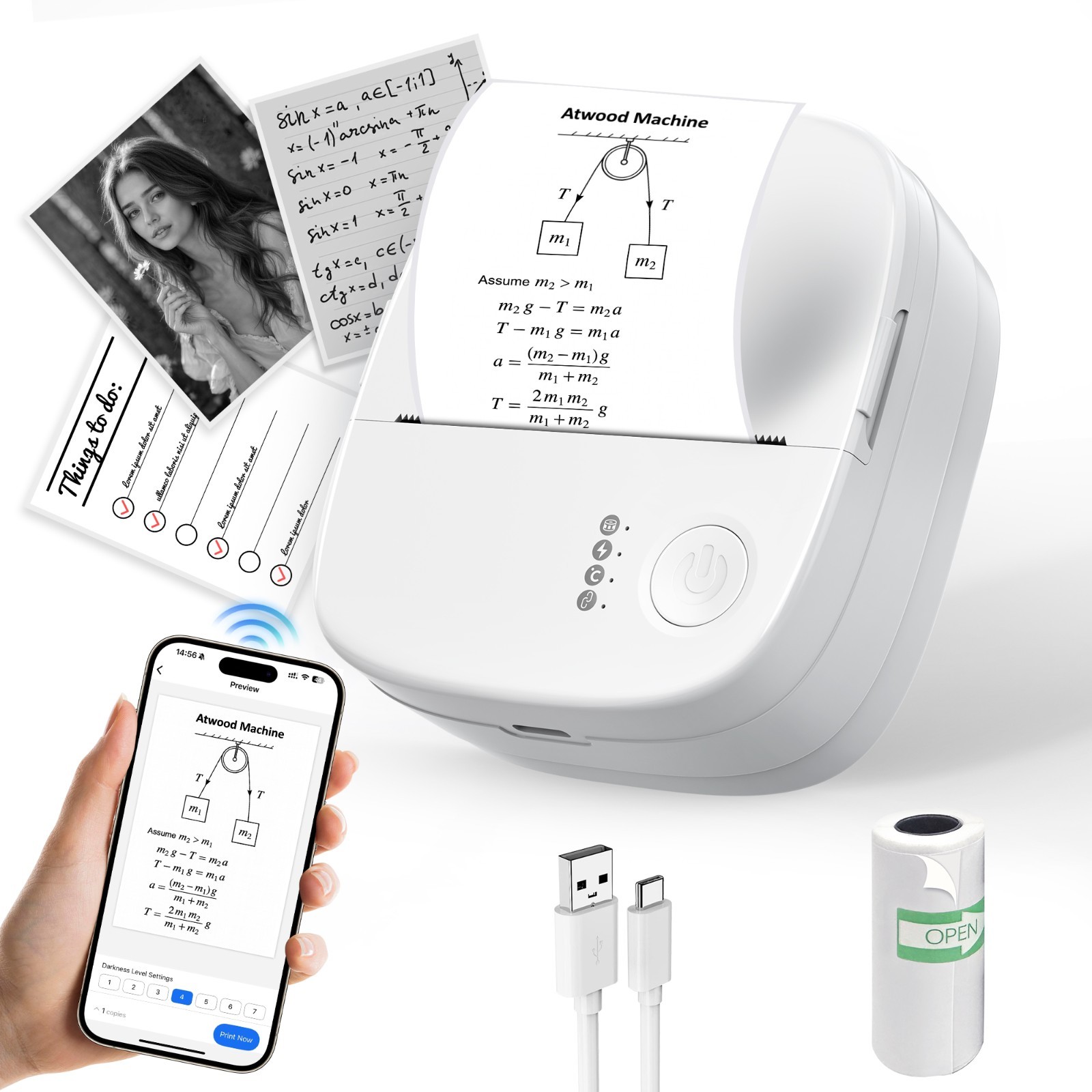 XenGro Mini Printer, Portable Thermal Printer, Pocket Printer