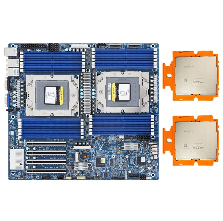 Gigabyte MZ73-LM0 （rev 3.x）Motherboard With 2x AMD EPYC 9655 96 Cores 2.6GHz CPU