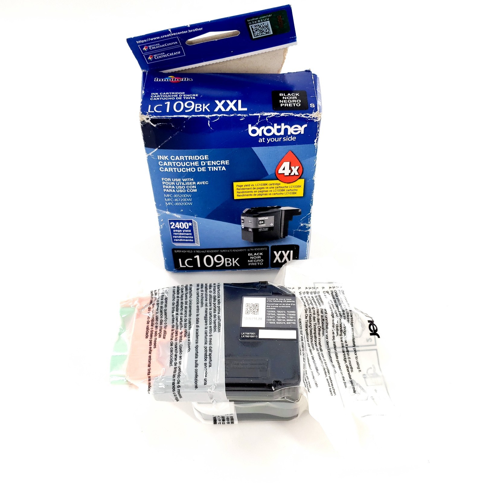 Genuine Brother LC109 BK XXL Black Ink Cartridge Exp 12/2022 Damaged Box New
