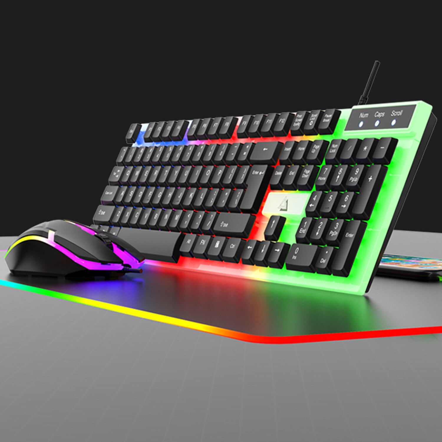 Wired Mechanical Gaming Keyboard and Mouse Set RGB LED Backlit for PC Computer