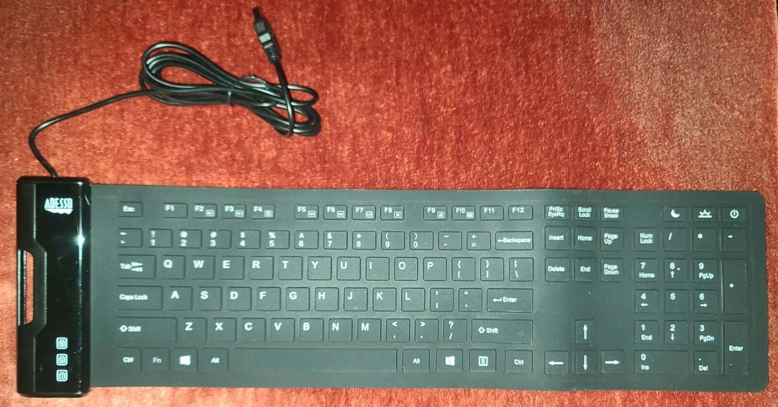 Adesso AKB-232UB Antimicrobial Waterproof Multimedia Flex Keyboard 