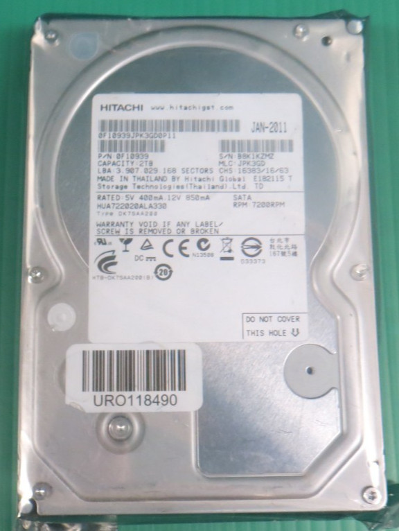 Hitachi / 2TB / 32MB / SATA 3.5" / 7.2K HDD / HUA722020ALA330 / 0F10939 / REFURB