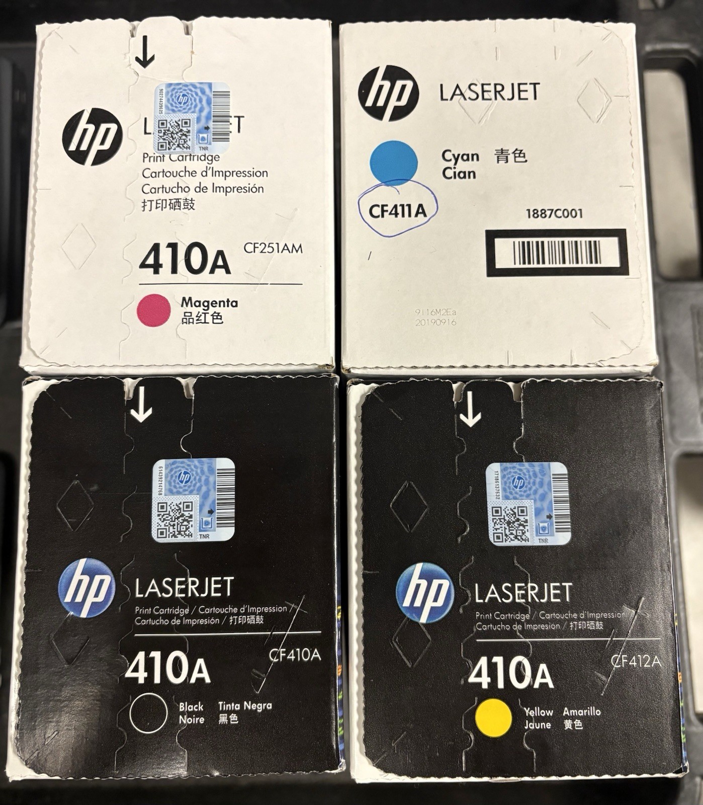 NEW HP LaserJet 410A  Toner Cartridge Set Black, Cyan, Magenta & Yellow