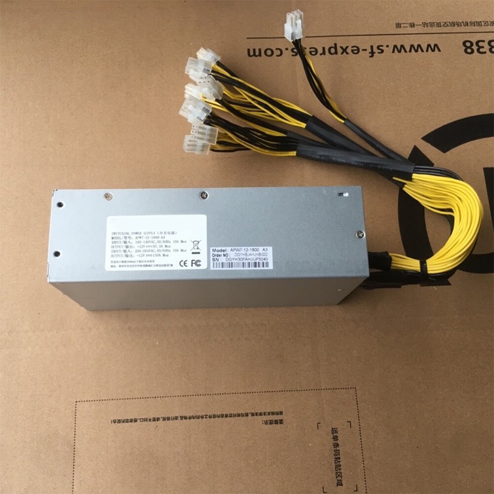 Power Supply PSU for Bitmain Antminer APW7++12-1800W-A3 110-264V 10x PCI-E Plugs