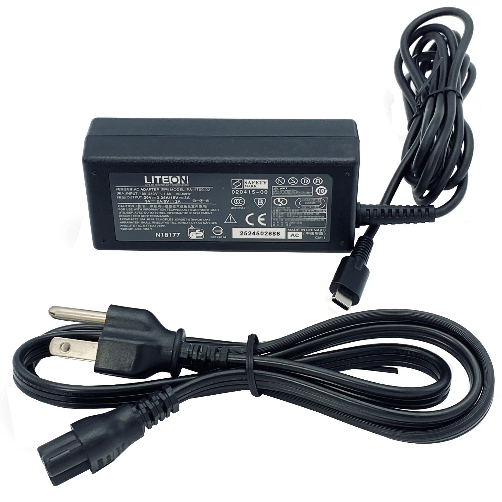 NEW Original Liteon PA-1700-02 AC Adapter USB-C 65W Power Supply 20V 3.25A