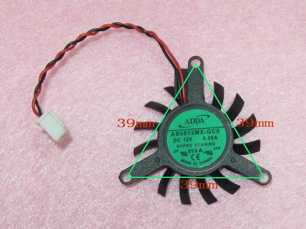Cooler Fan For NVIDIA ADDA AB6812MX-GC0 37mm 2 Pin Graphics Card