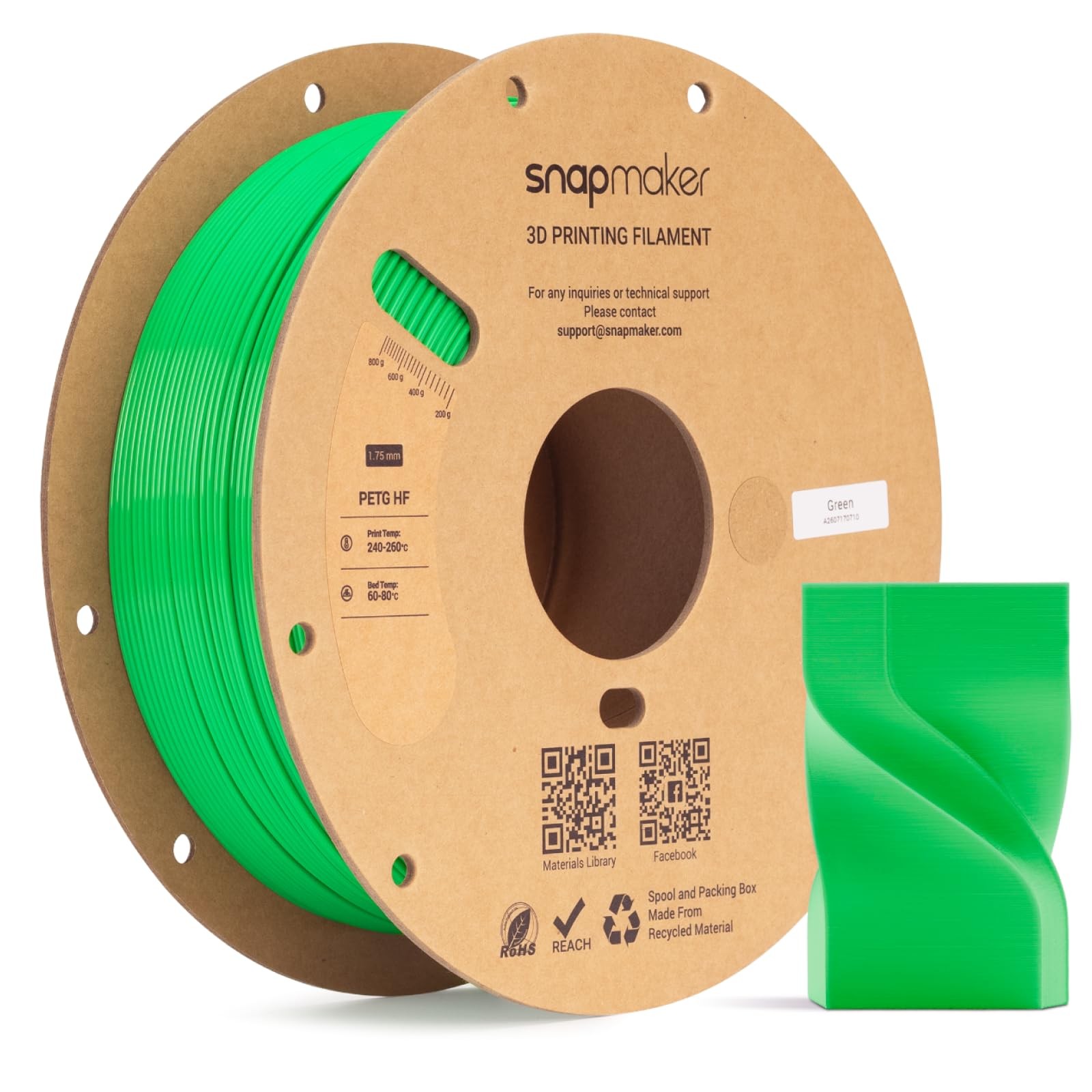 Snapmaker PETG Filament 1.75mm,PETG HF 3D Printer Filament 1kg(2.2lbs) | High...