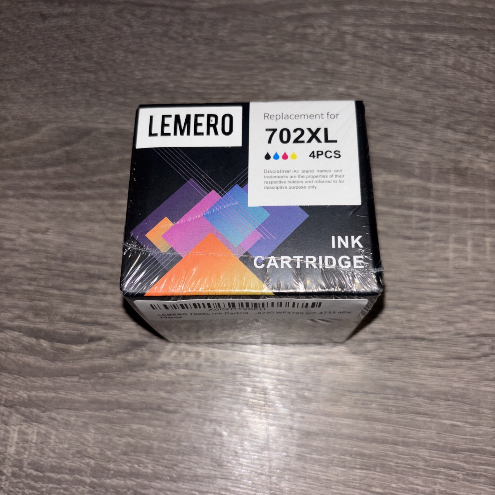 LEMERO 4pk 702XL Ink Cartridges for Epson 702 Workforce WF-3720 WF-3730 WF-3733
