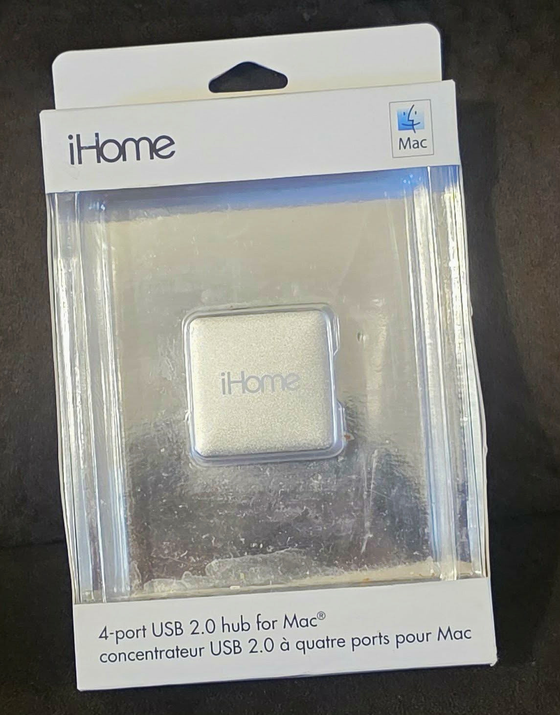 iHome 4-Port USB 2.0 Hub for Mac IMAC-U100W Silver/White Portable