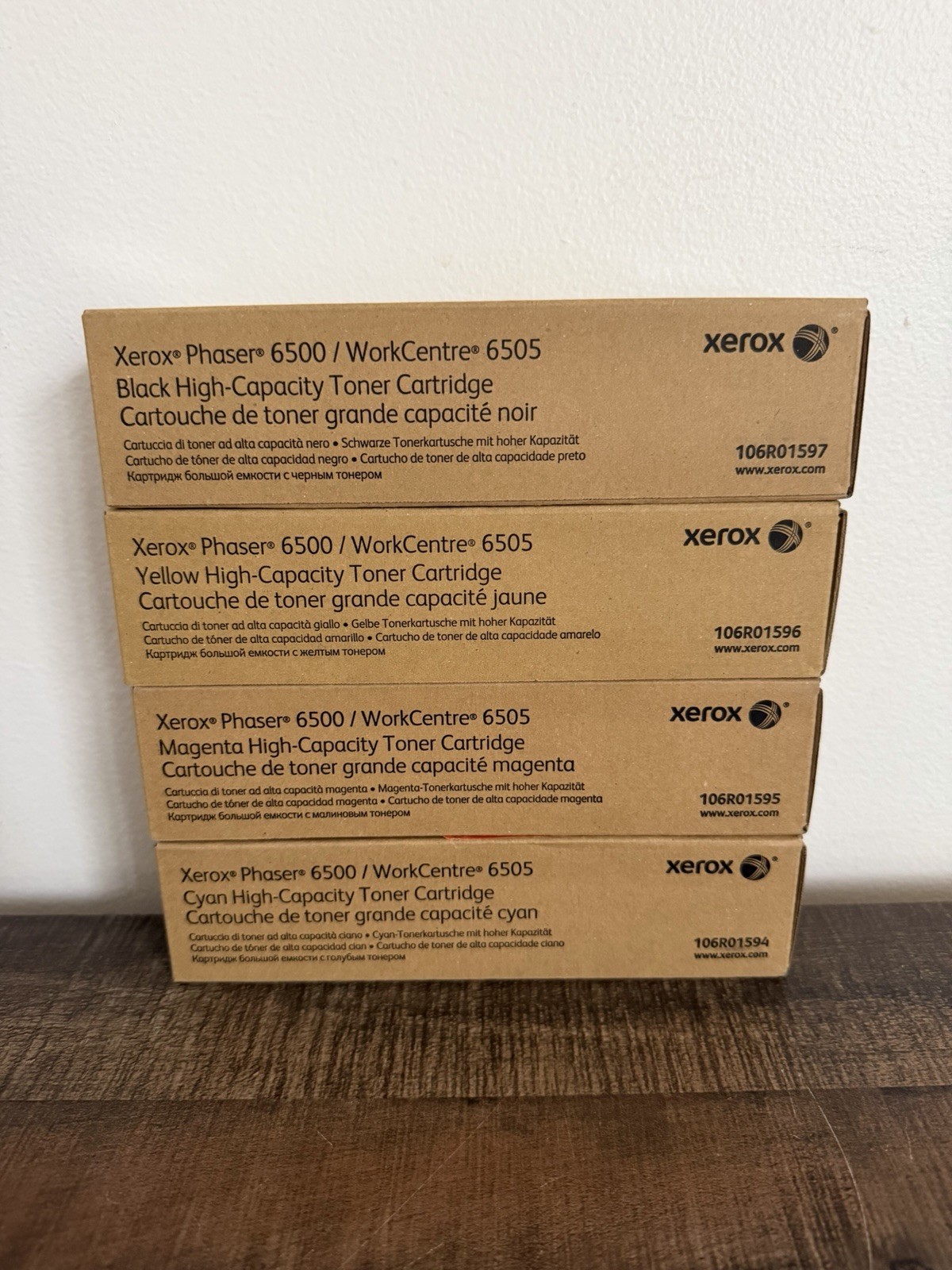 New Sealed Xerox Phaser 6500 WorkCentre 6505 High Capacity Toner Set CMYK