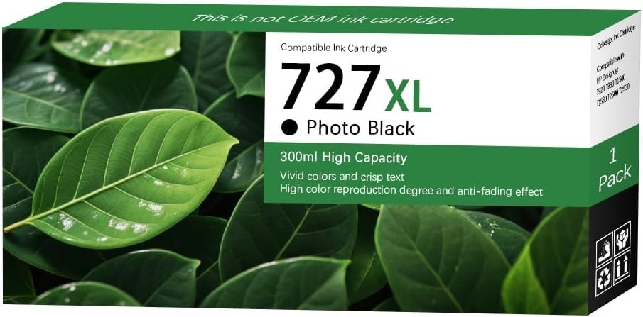 727 Photo Black Ink Cartridge HP DesignJet T930 T920 T2530 T2500 T1530 T1500 BN