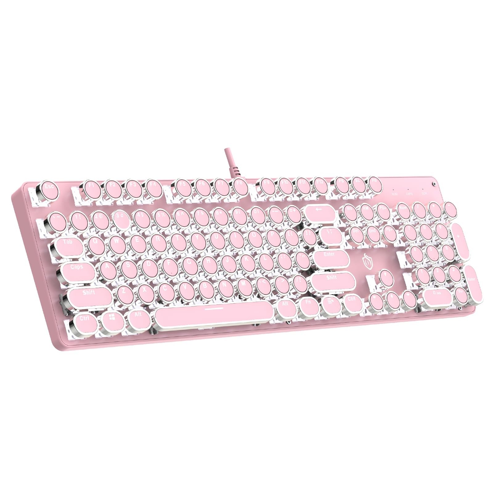 Gaozen Typewriter Mechanical Gaming Keyboard with RGB Backlit Red Pink
