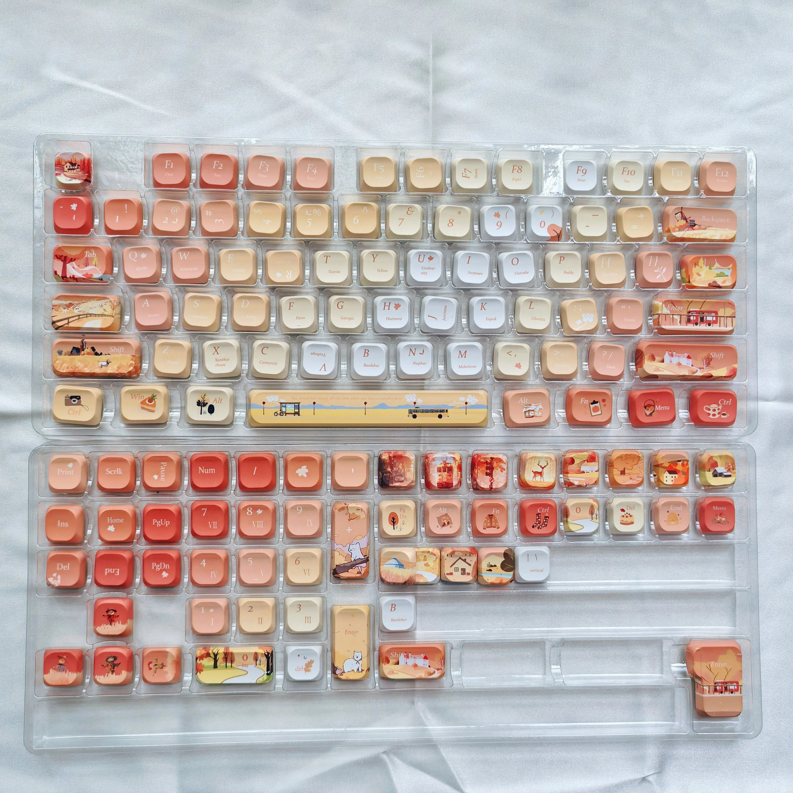 120 Keys Low Profile Vintage Blue Slim PBT Keycaps Dye Sub for MX Mechanical
