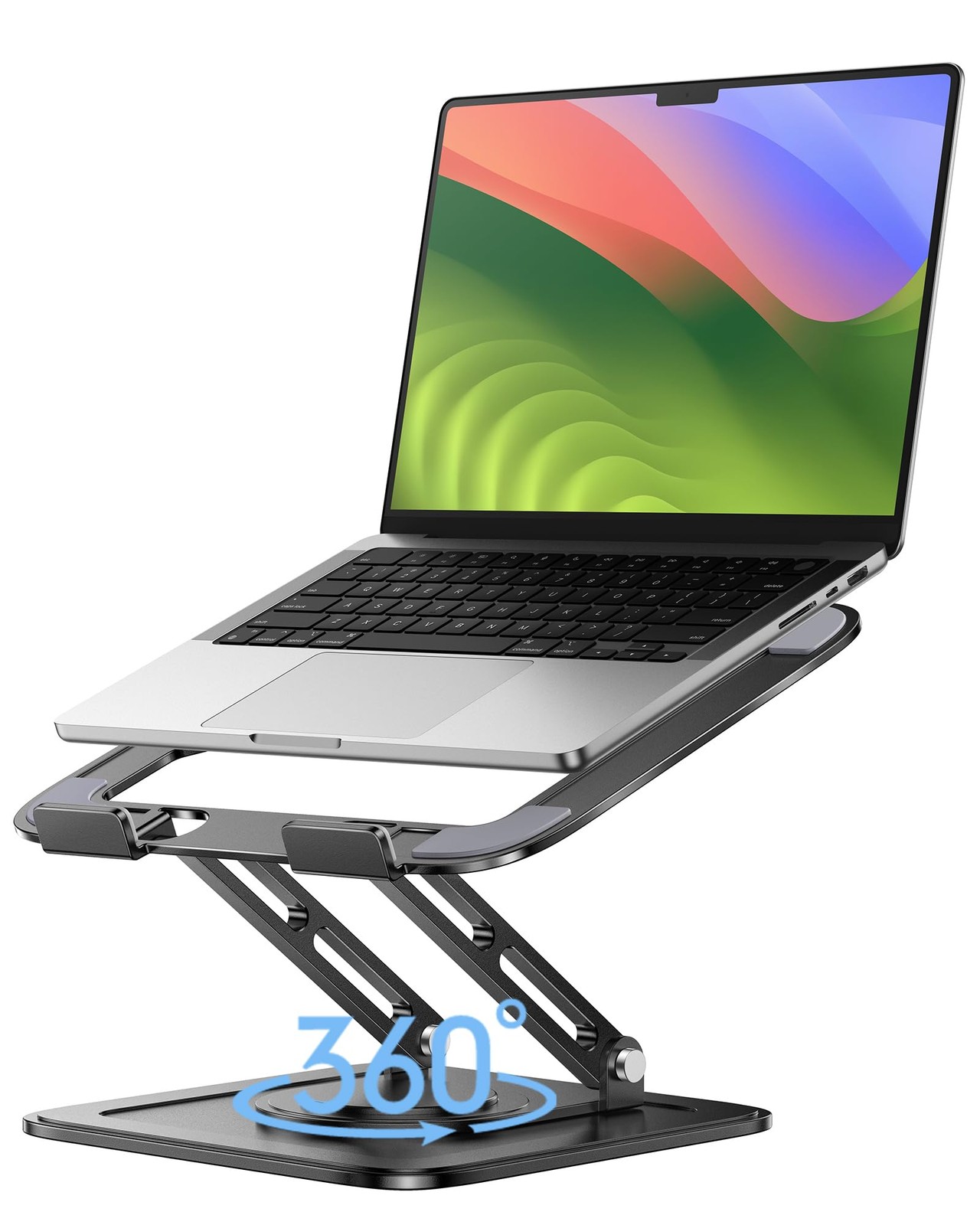 Adjustable Laptop Stand 360 Rotating Foldable Portable Computer Riser Black