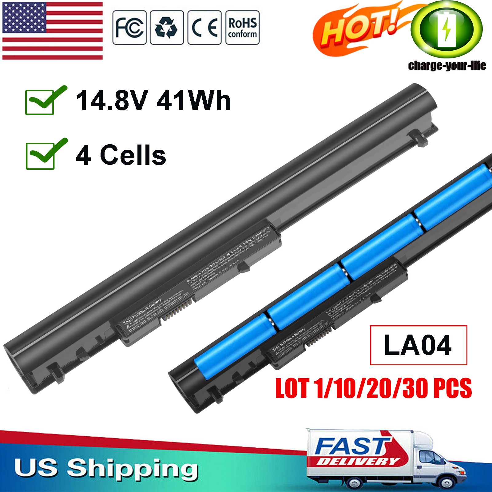 ✅LOT LA04 LA03 Battery For HP Spare 776622-001 728460-001 752237-001 15-1272wm