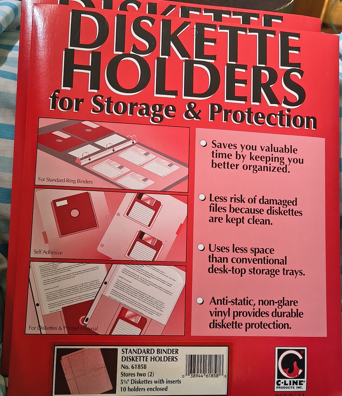 C-Line 3-Ring Binder Diskette Holders, C-Line # 61788 (10 Holders per Package)