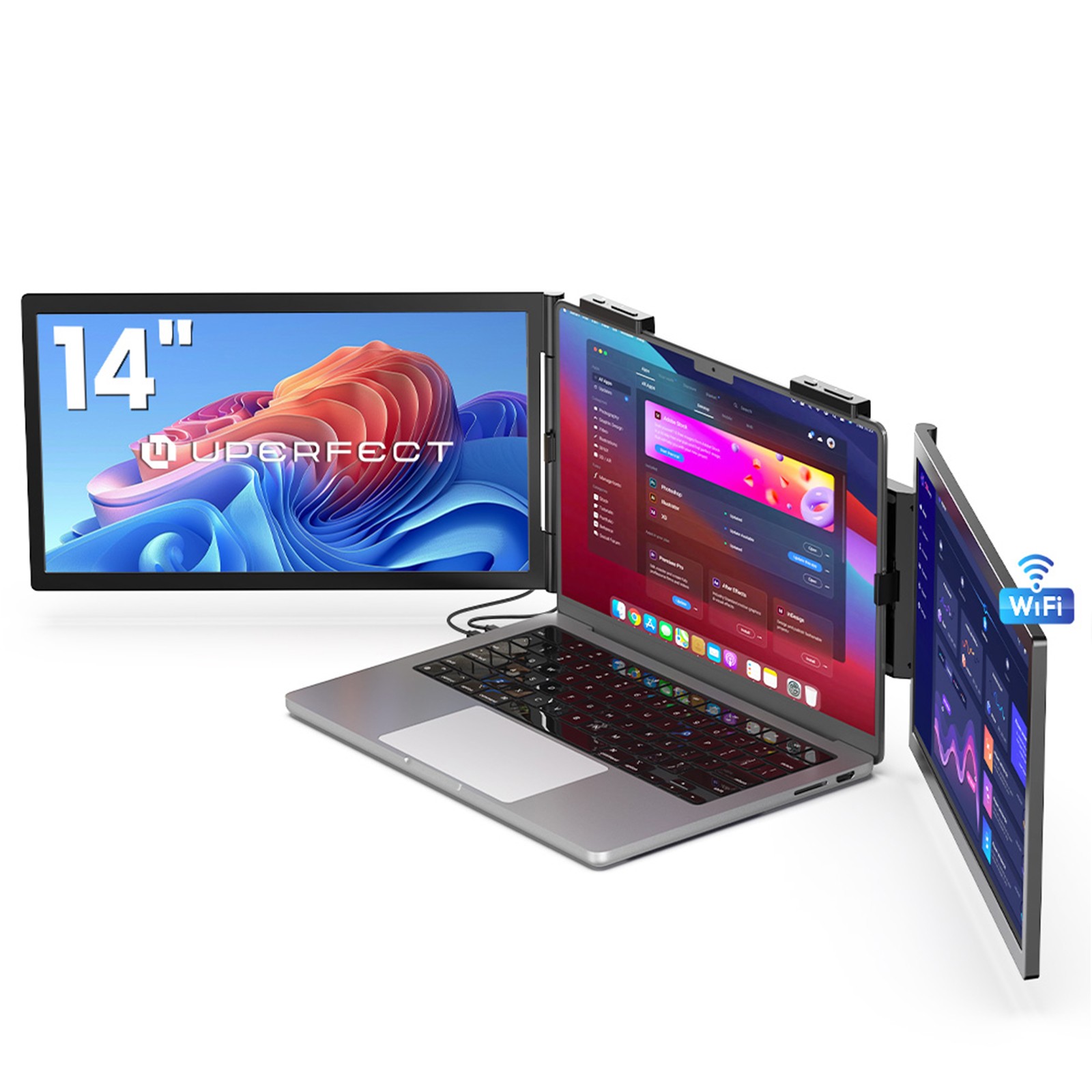 UPERFECT 14'' Full HD 1080P Wireless Ultra-slim Triple Laptop Screen Extender