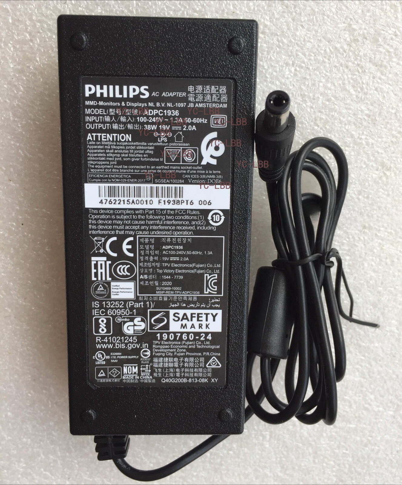 New Original Philips ADPC1936 19V 2.0A Adapter for Philips MMD-Monitors&Displays