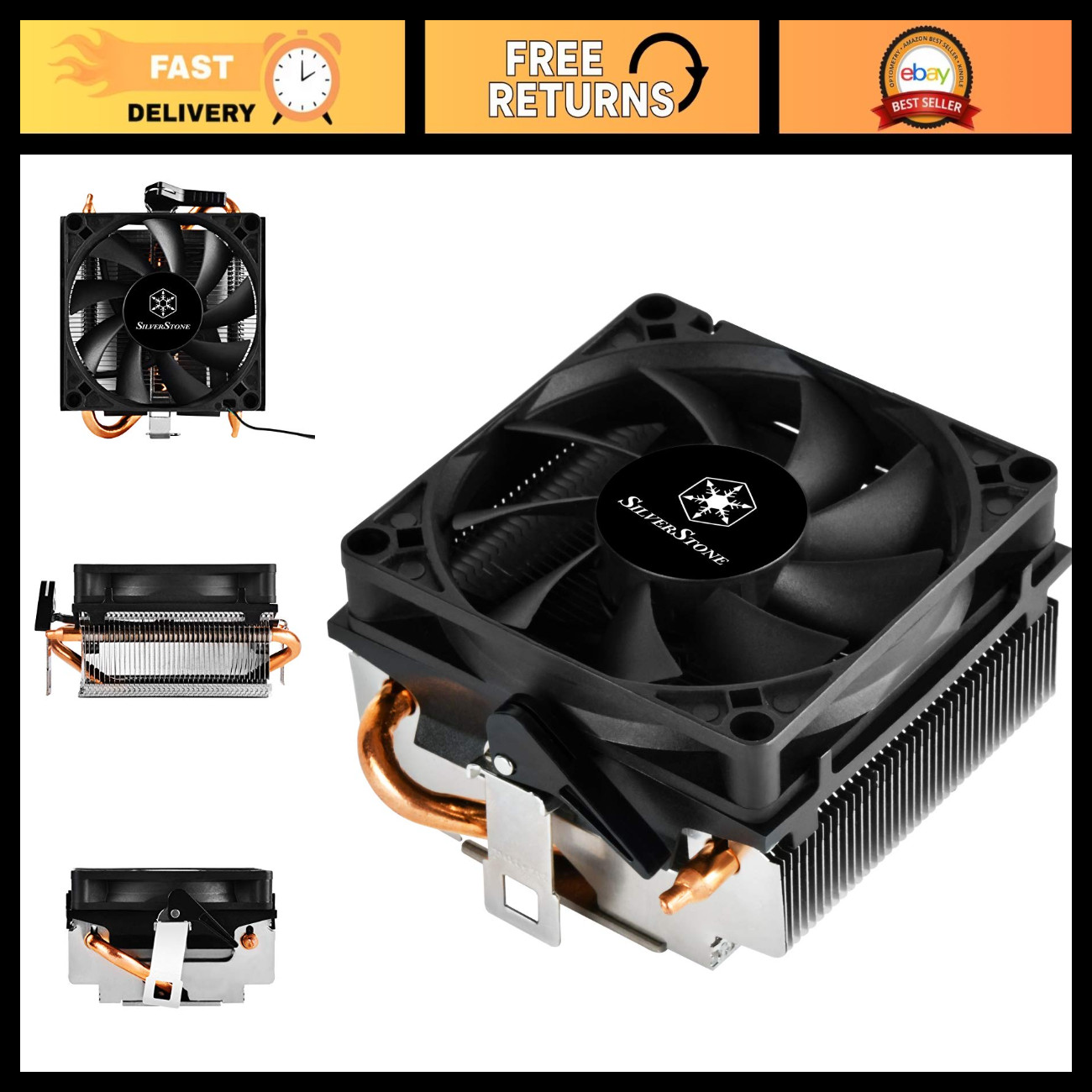 Low Profile CPU Cooler for AMD AM2/AM3/AM4/FM1/FM2 - 95W, 54mm Tall Cooling Solu