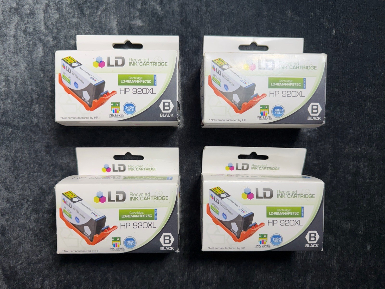 4PK LD HP 920XL Black Ink Cartridges CD975AN OfficeJet 6000 6500