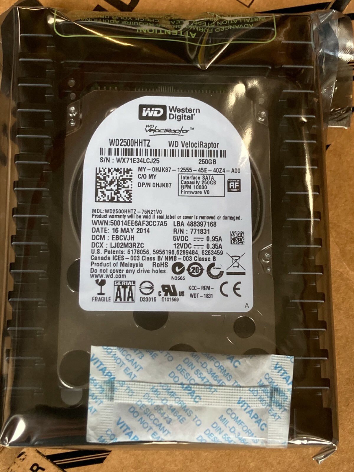 Western Digital VelociRaptor 250GB 10K RPM 3.5" SATA Hard Drive WD2500HHTZ