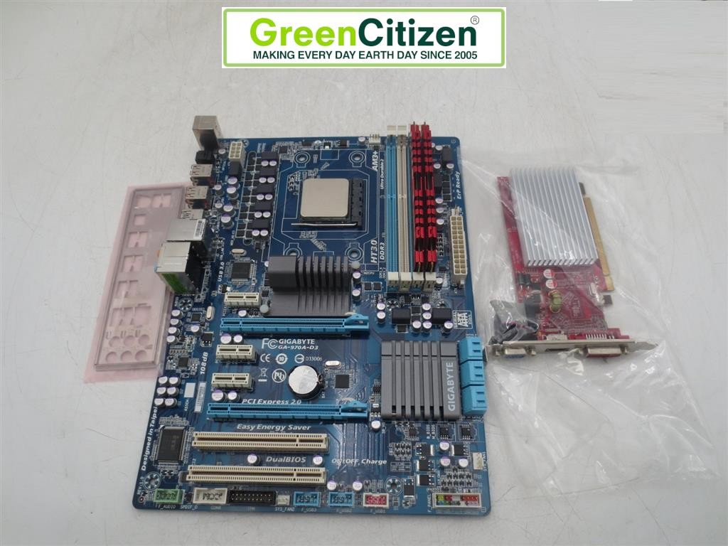 GIGABYTE GA-970A-D3 AMD Phenom II X6 1100T HD 5450 8GB RAM AM3+ Motherboard