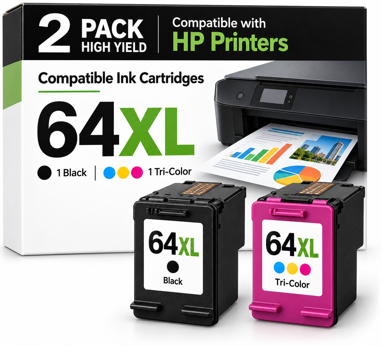 64 XL Ink Cartridge for HP 64XL ENVY 5542 6255 6258 7130 7132 7164 7855 7858 lot