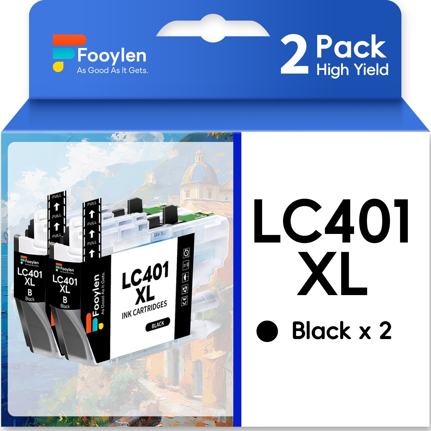 2pk LC401 XL Black Ink Cartridge for Brother MFC-J1010DW MFC-J1012DW MFC-J1170DW