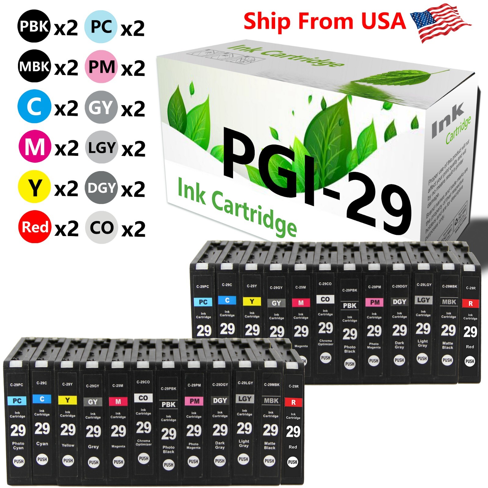 (24 Pack,2 Set) PGI-29 PGI 29 PGI29 Ink Cartridge for PIXMA Pro1s Printer